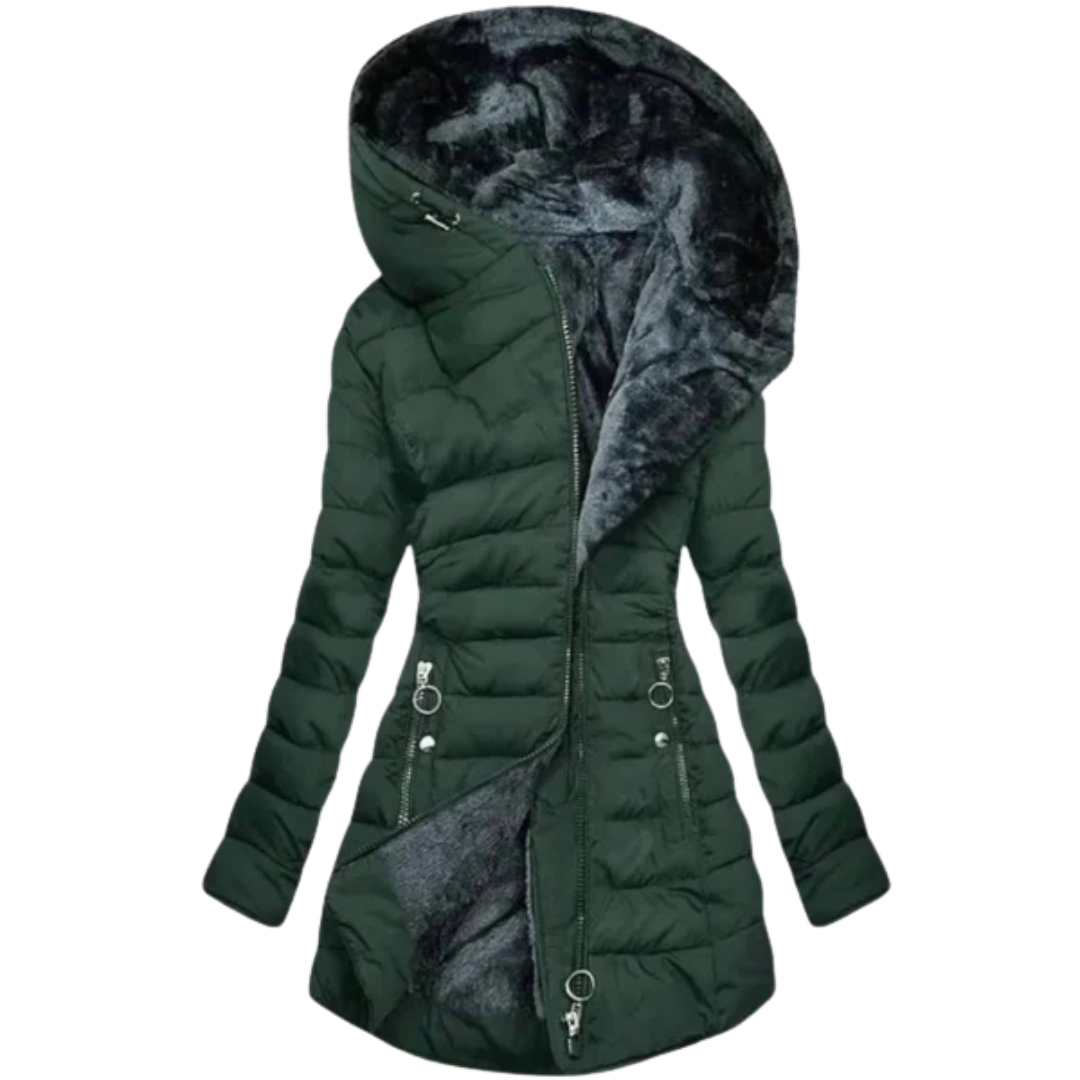 Winter Glam-Piumino Elegance con Cappuccio Oversize