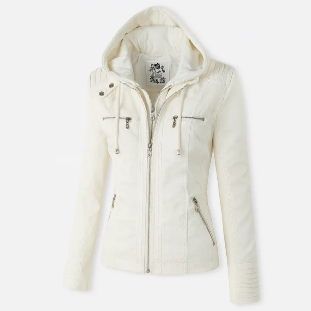 Gianette-Giubbotto in pelle con cappuccio