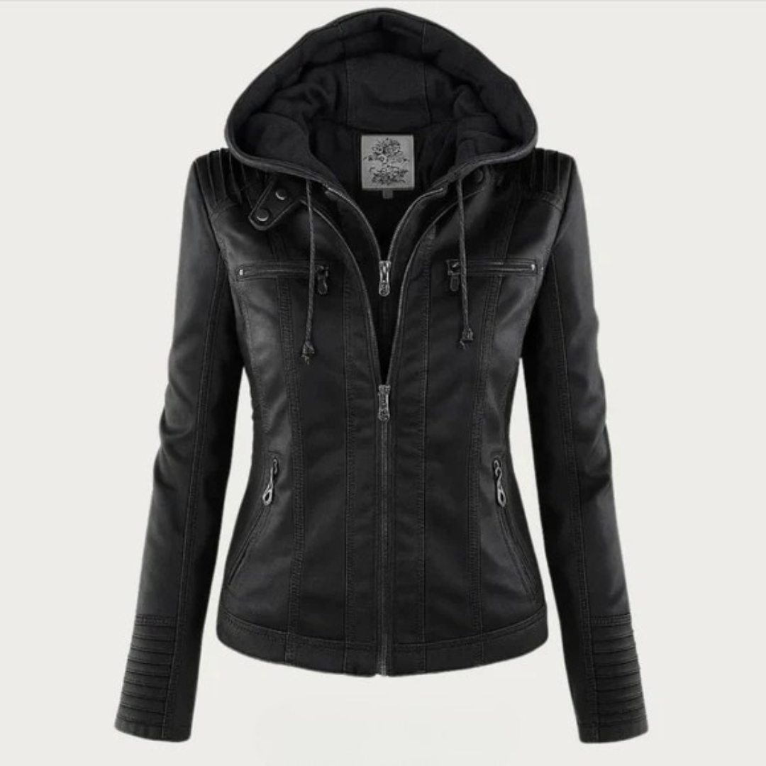 Gianette-Giubbotto in pelle con cappuccio