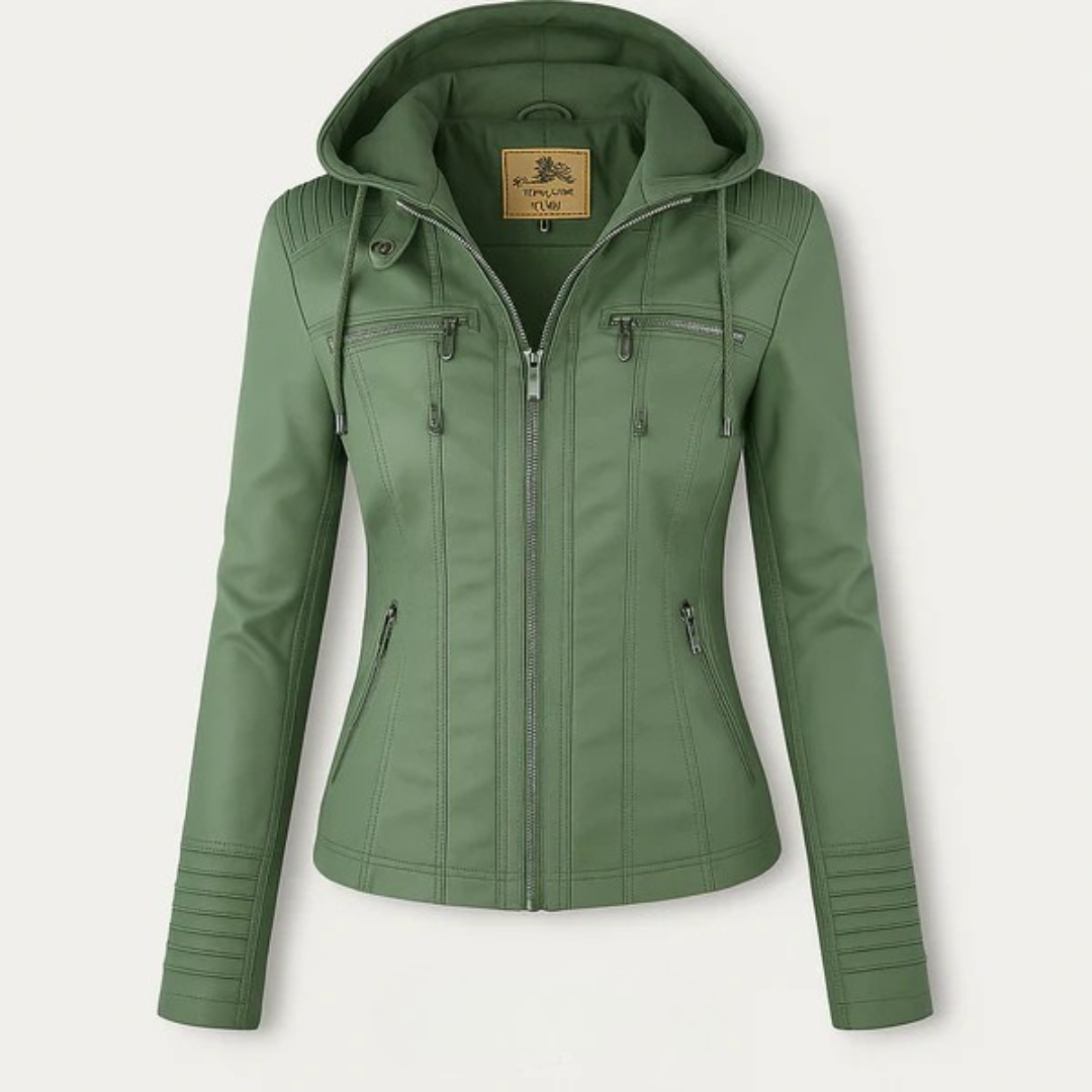 Gianette-Giubbotto in pelle con cappuccio